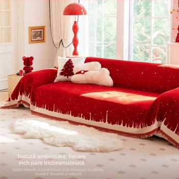 Prosop de canapea Chenille pentru canapea sectional, stil Crăciun, design din țesătură