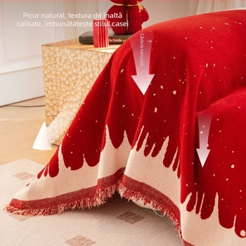 Prosop de canapea Chenille pentru canapea sectional, stil Crăciun, design din țesătură