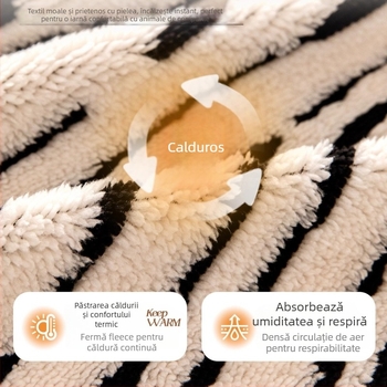 Husa de canapea - imprimeu zebra, velur din bumbac Shu, acoperire 360° completă, potrivită pentru canapele modulare, absorbție de umiditate și respirabilitate, stil retro, păstrarea căldurii