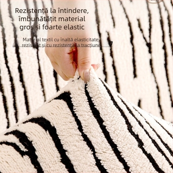 Husa de canapea - imprimeu zebra, velur din bumbac Shu, acoperire 360° completă, potrivită pentru canapele modulare, absorbție de umiditate și respirabilitate, stil retro, păstrarea căldurii