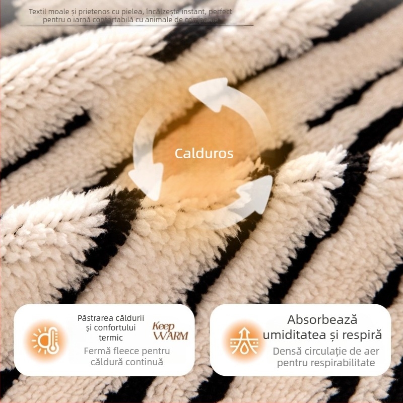 Husa de canapea - imprimeu zebra, velur din bumbac Shu, acoperire 360° completă, potrivită pentru canapele modulare, absorbție de umiditate și respirabilitate, stil retro, păstrarea căldurii