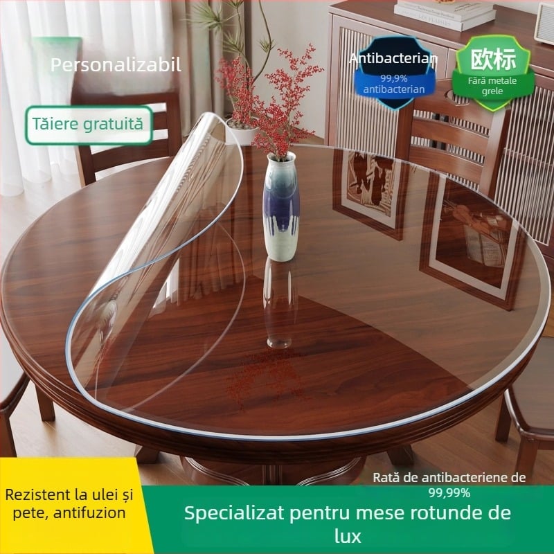 Masă rotundă din PVC – impermeabilă, rezistentă la ulei, protejează împotriva arsurilor și izolație termică