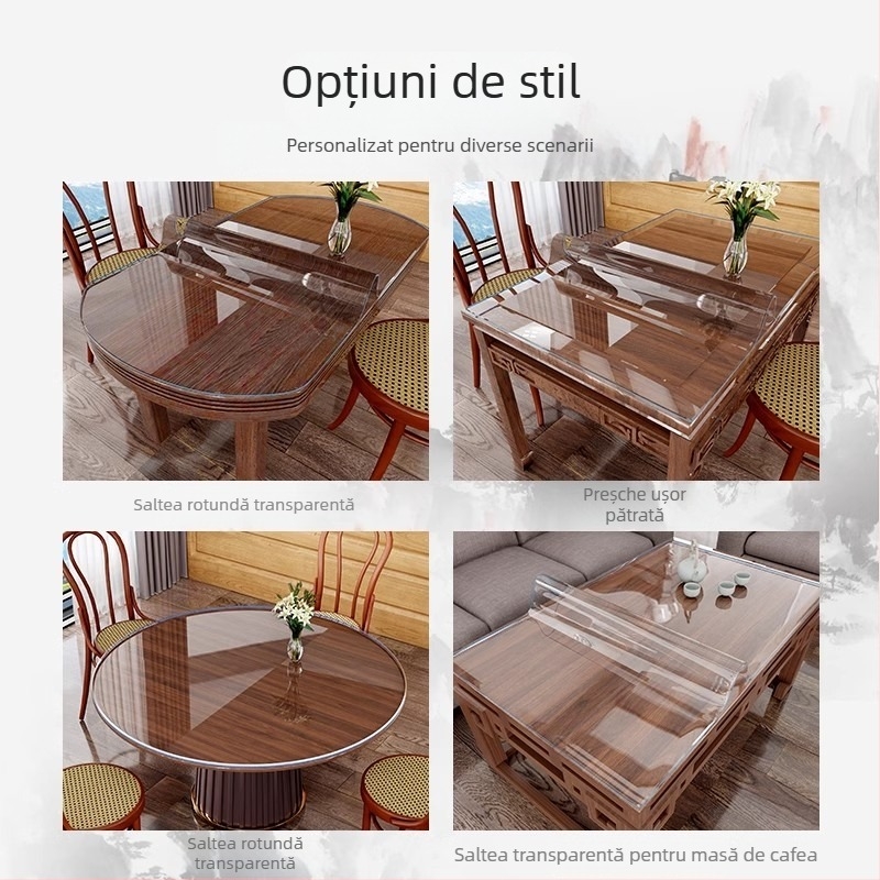 Masă rotundă din PVC – impermeabilă, rezistentă la ulei, protejează împotriva arsurilor și izolație termică