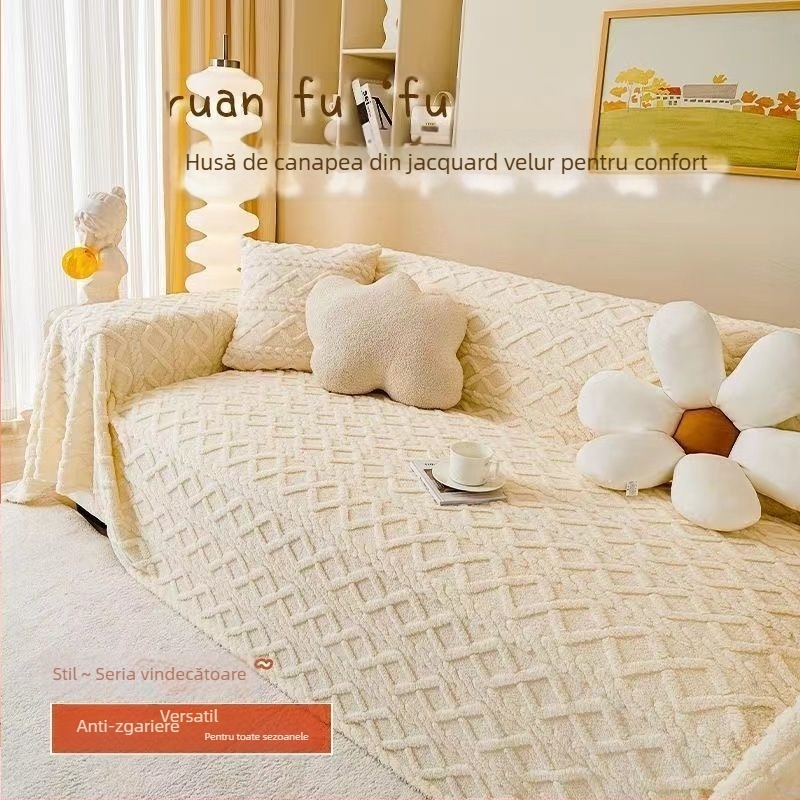 Husa de canapea, minimalistă, material catifelat, potrivită pentru canapele modulare