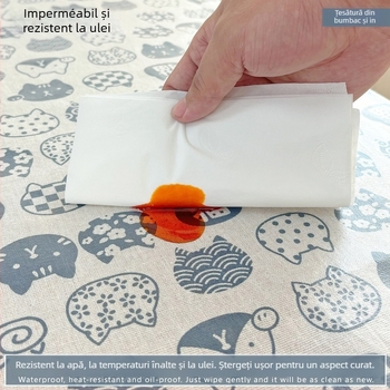 Față de masă din TPU, dreptunghiulară, impermeabilă, rezistentă la ulei, antiderapantă, stil modern minimalist