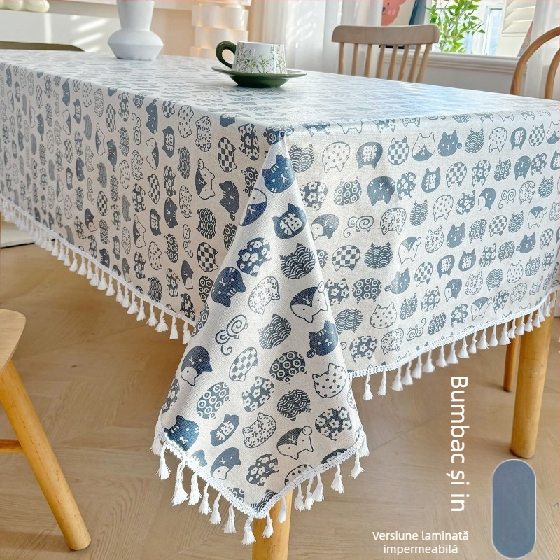 Față de masă din TPU, dreptunghiulară, impermeabilă, rezistentă la ulei, antiderapantă, stil modern minimalist