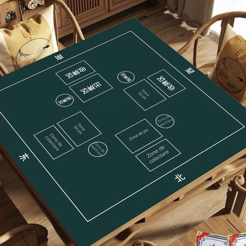 Față de masă pentru jocuri de cărți și poker, pătrată, antiderapantă, silențioasă, rezistentă la uzură