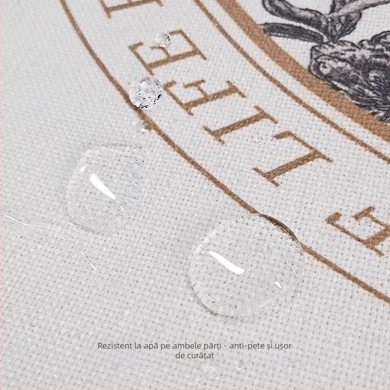 Față de masă din bumbac și in, anti-derapant, model floral