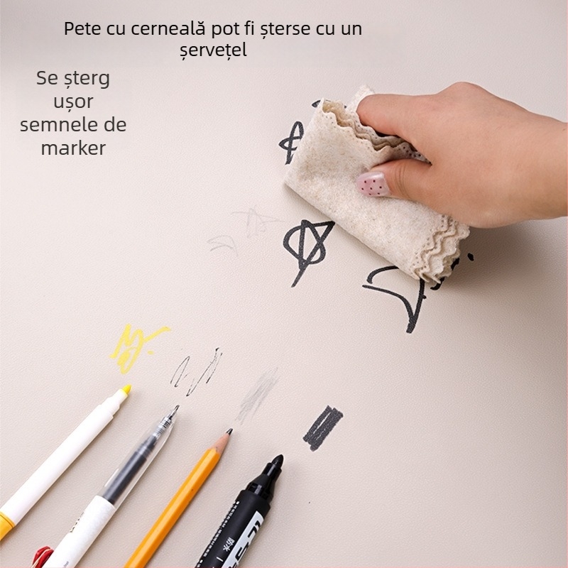 Covoraș de masă din piele, dreptunghiular, impermeabil, rezistent la ulei, anti-alunecare, durabil, pentru învățare și calculator la copii