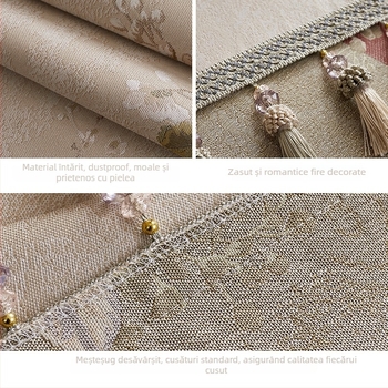 Față de masă pătrată, din țesătură, cu model plante și flori, rezistentă la temperaturi înalte