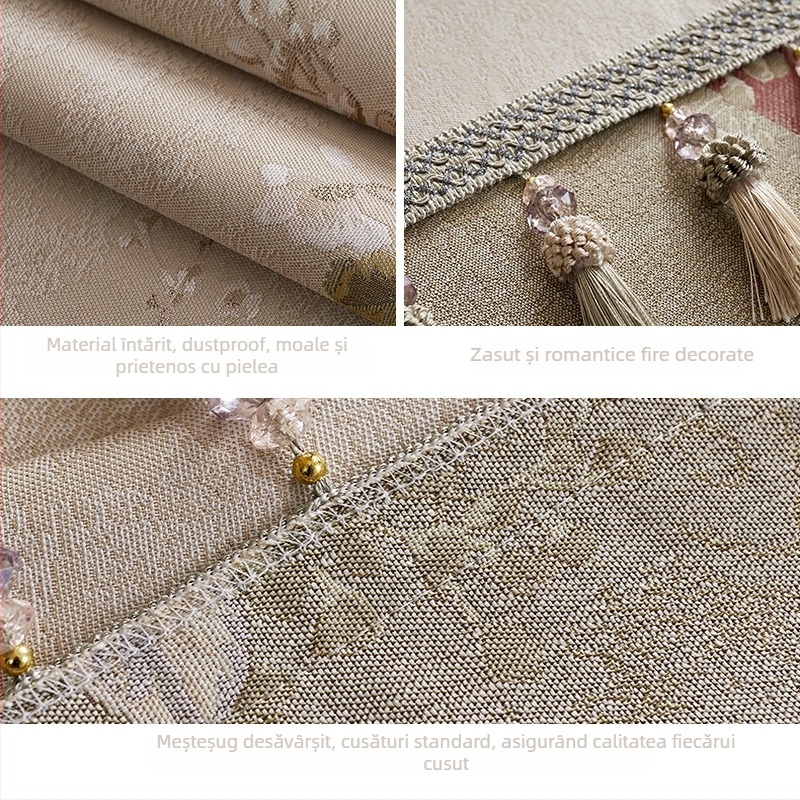 Față de masă pătrată, din țesătură, cu model plante și flori, rezistentă la temperaturi înalte