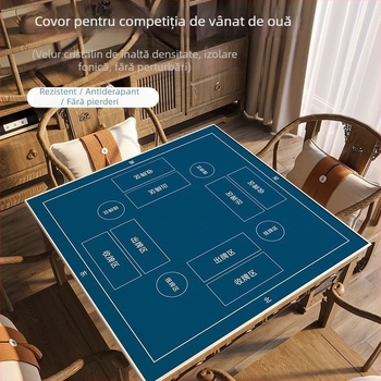 Față de masă pentru jocul Guandan, din velur cristal, formă pătrată, stil minimalist, modele: uni/print/geometric