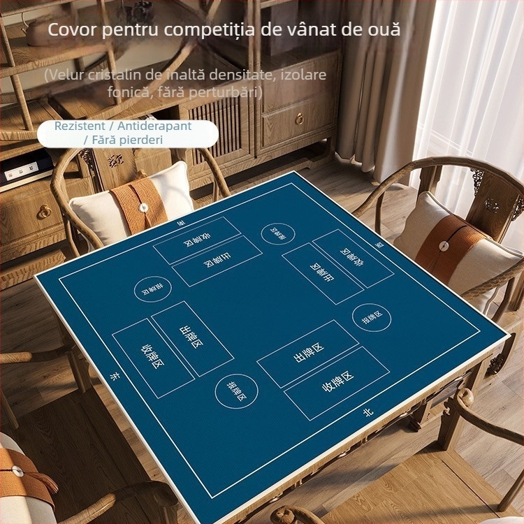 Față de masă pentru jocul Guandan, din velur cristal, formă pătrată, stil minimalist, modele: uni/print/geometric