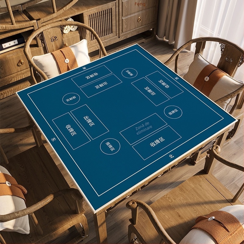 Față de masă pentru jocul Guandan, din velur cristal, formă pătrată, stil minimalist, modele: uni/print/geometric