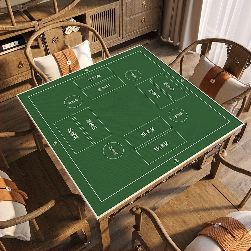 Față de masă pentru jocul Guandan, din velur cristal, formă pătrată, stil minimalist, modele: uni/print/geometric