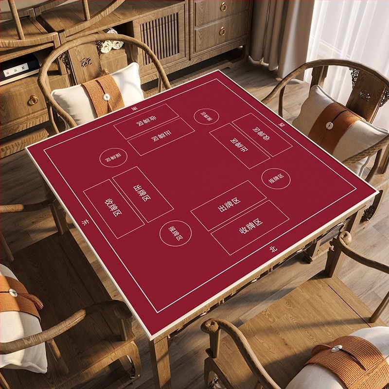 Față de masă pentru jocul Guandan, din velur cristal, formă pătrată, stil minimalist, modele: uni/print/geometric