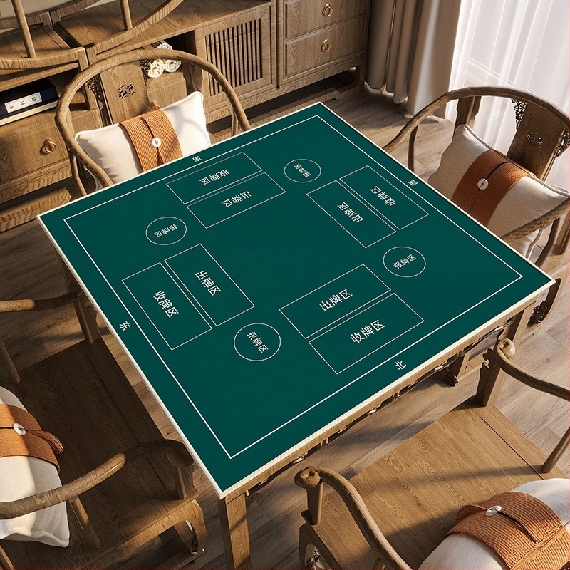 Față de masă pentru jocul Guandan, din velur cristal, formă pătrată, stil minimalist, modele: uni/print/geometric