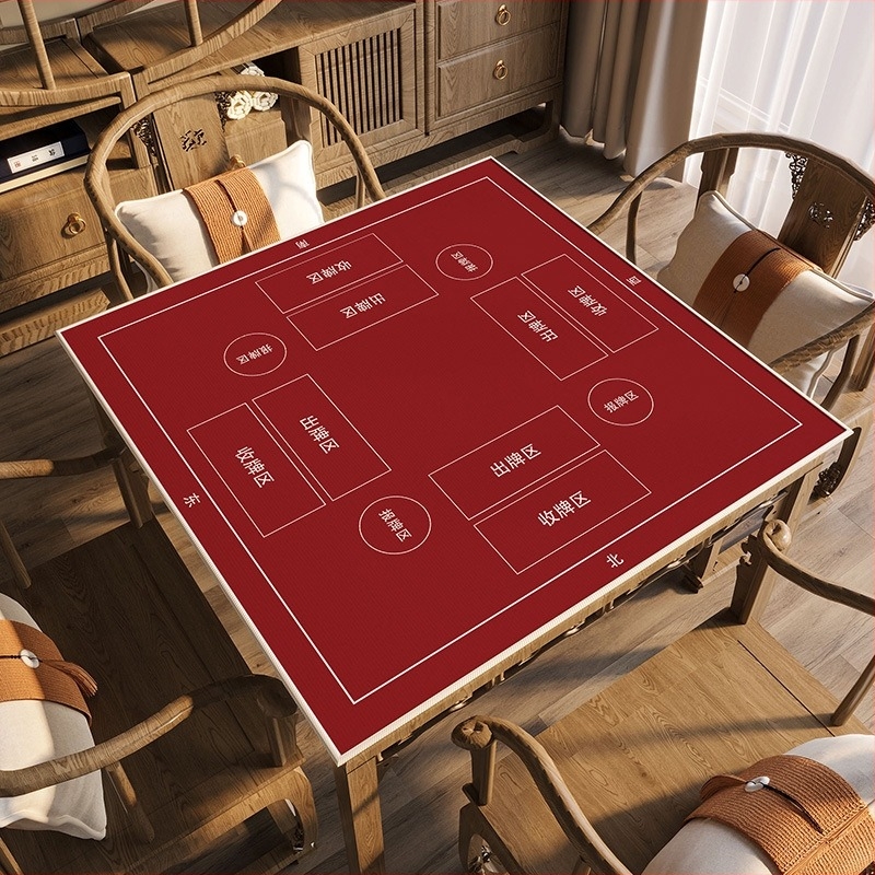 Față de masă pentru jocul Guandan, din velur cristal, formă pătrată, stil minimalist, modele: uni/print/geometric