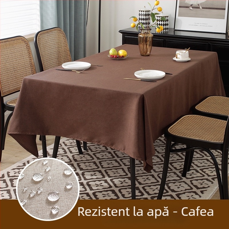 Față de masă nordică, impermeabilă și rezistentă la ulei, dreptunghiulară, 100% poliester, model monocrom, potrivită pentru uz casnic