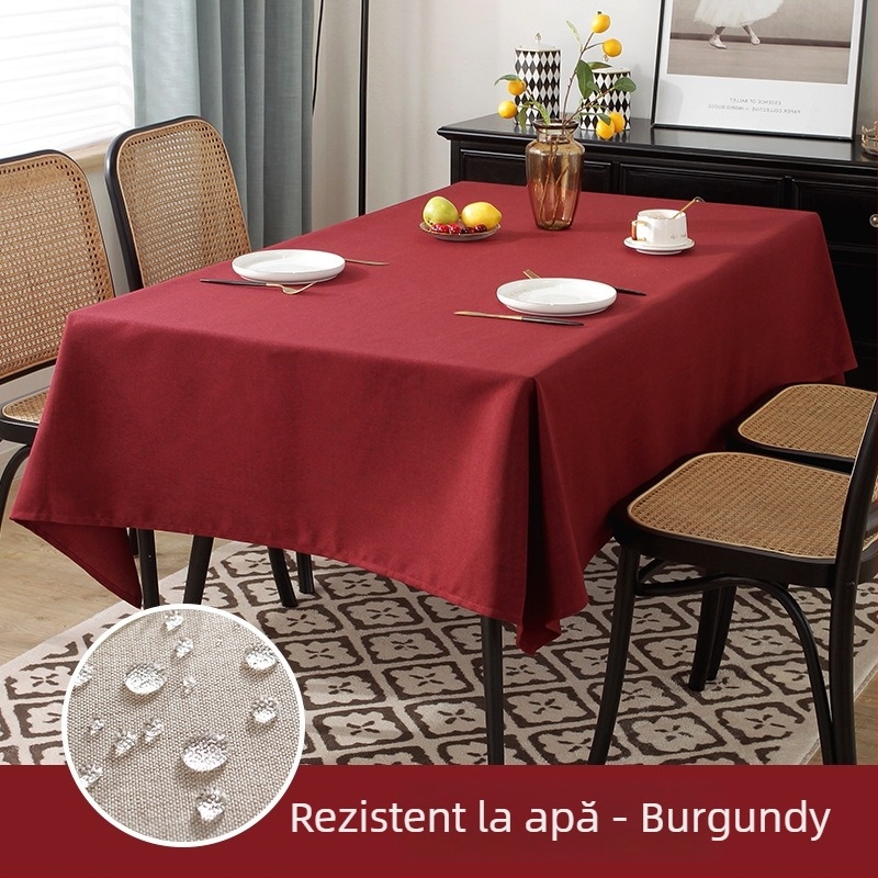 Față de masă nordică, impermeabilă și rezistentă la ulei, dreptunghiulară, 100% poliester, model monocrom, potrivită pentru uz casnic