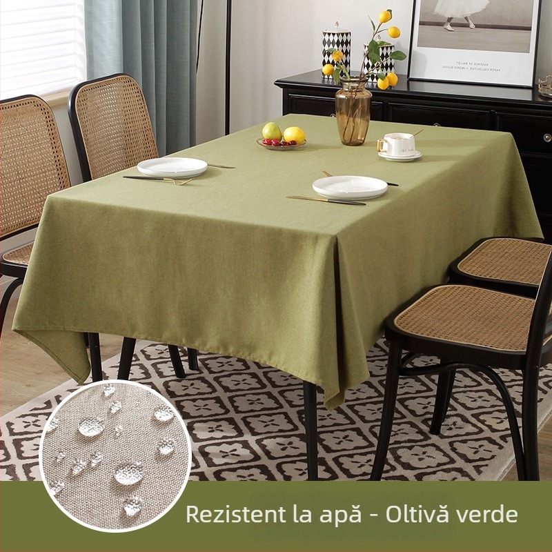 Față de masă nordică, impermeabilă și rezistentă la ulei, dreptunghiulară, 100% poliester, model monocrom, potrivită pentru uz casnic