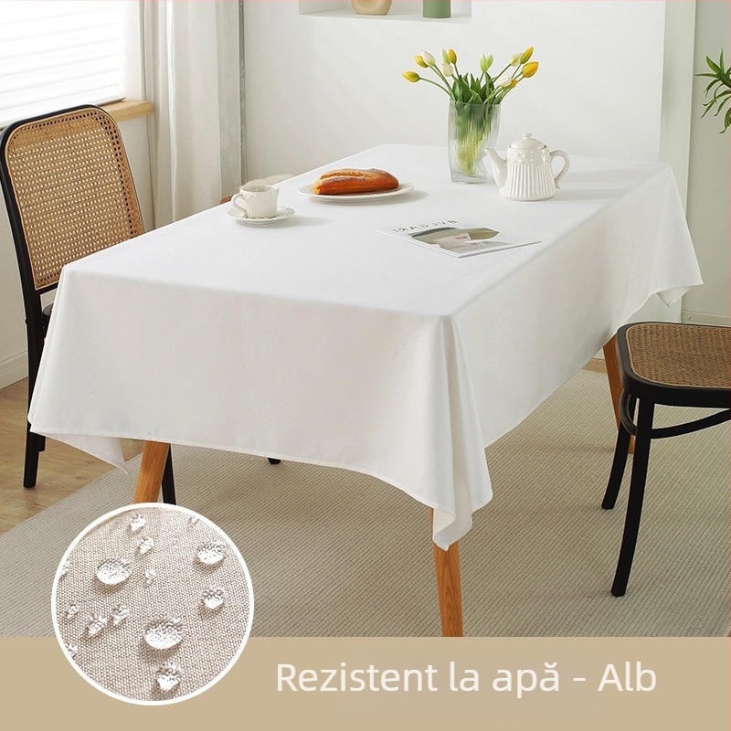 Față de masă nordică, impermeabilă și rezistentă la ulei, dreptunghiulară, 100% poliester, model monocrom, potrivită pentru uz casnic