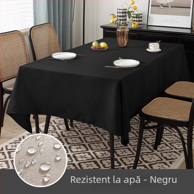 Față de masă nordică, impermeabilă și rezistentă la ulei, dreptunghiulară, 100% poliester, model monocrom, potrivită pentru uz casnic