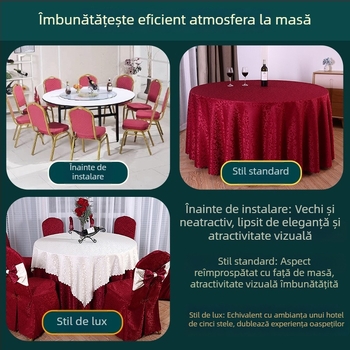 Față de masă rotundă din poliester, jacquard, model floral (material: poliester; formă: rotund; model: floral; funcție: rezistent la uzură)