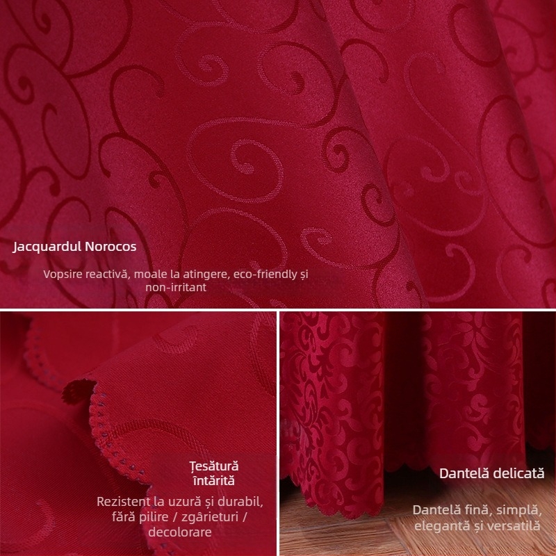 Față de masă rotundă din poliester, jacquard, model floral (material: poliester; formă: rotund; model: floral; funcție: rezistent la uzură)