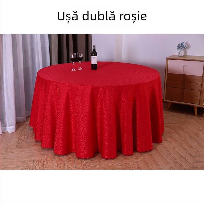 Față de masă rotundă din poliester, jacquard, model floral (material: poliester; formă: rotund; model: floral; funcție: rezistent la uzură)