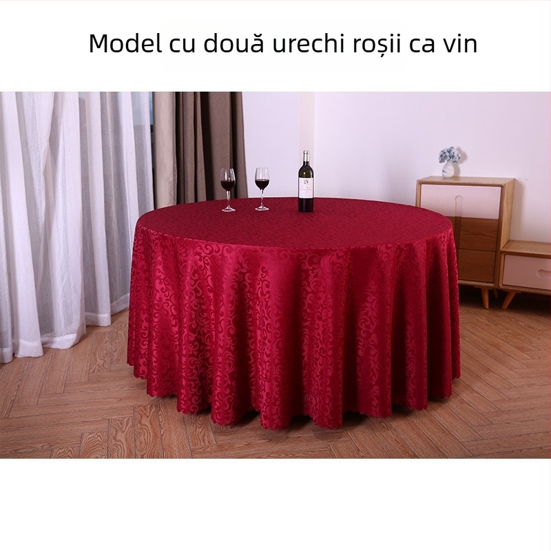 Față de masă rotundă din poliester, jacquard, model floral (material: poliester; formă: rotund; model: floral; funcție: rezistent la uzură)