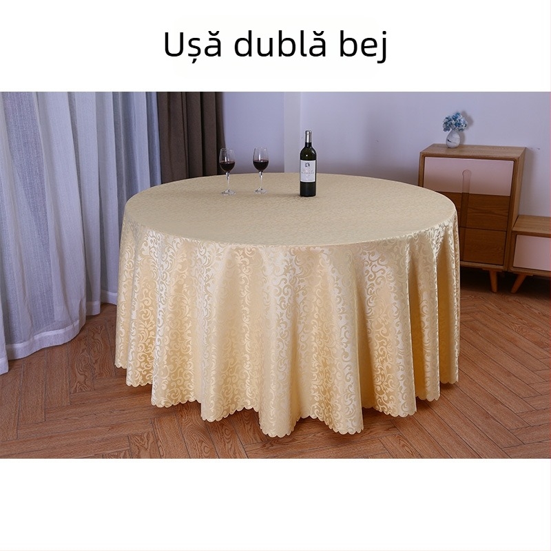 Față de masă rotundă din poliester, jacquard, model floral (material: poliester; formă: rotund; model: floral; funcție: rezistent la uzură)