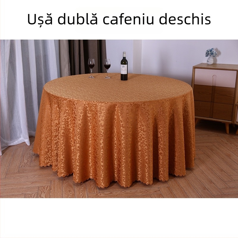 Față de masă rotundă din poliester, jacquard, model floral (material: poliester; formă: rotund; model: floral; funcție: rezistent la uzură)