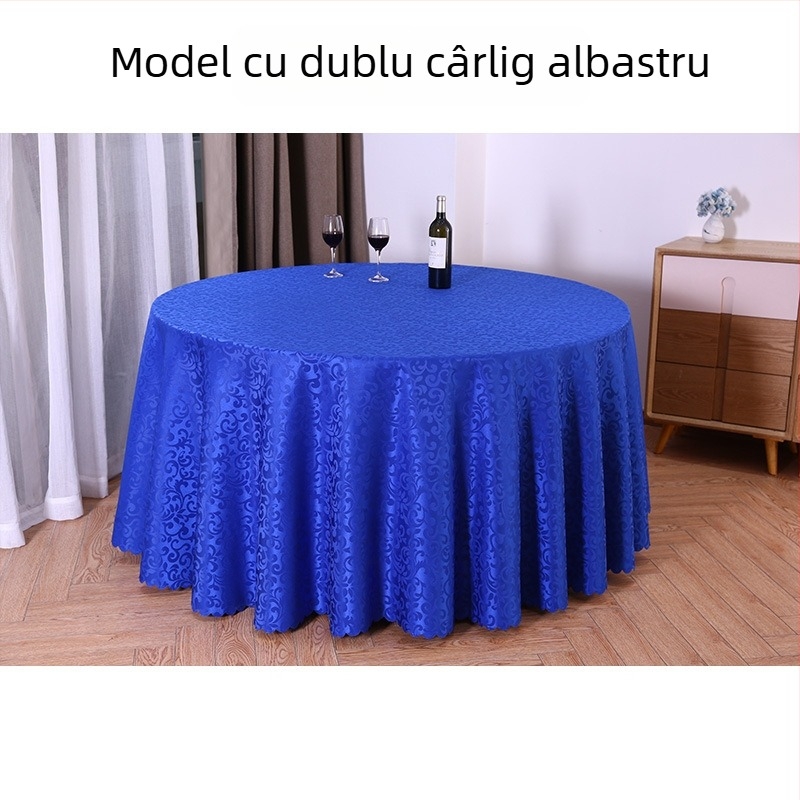 Față de masă rotundă din poliester, jacquard, model floral (material: poliester; formă: rotund; model: floral; funcție: rezistent la uzură)