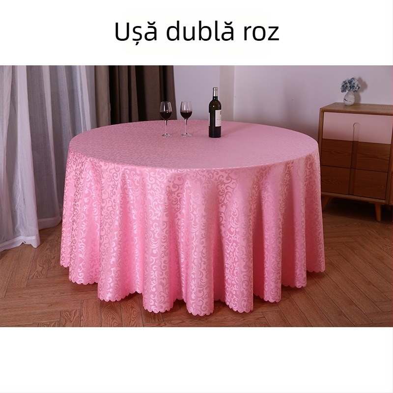 Față de masă rotundă din poliester, jacquard, model floral (material: poliester; formă: rotund; model: floral; funcție: rezistent la uzură)