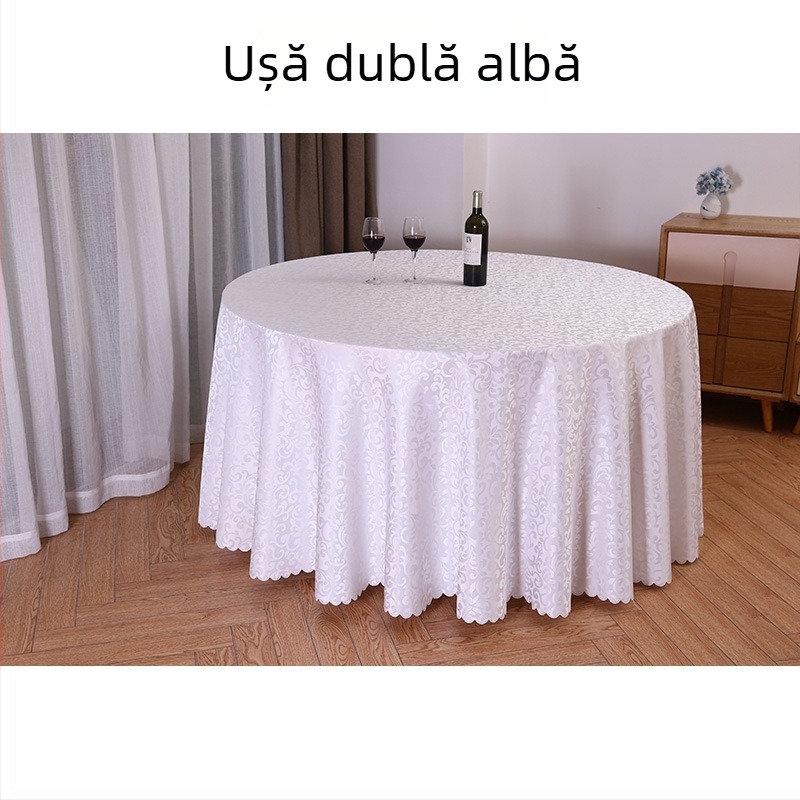 Față de masă rotundă din poliester, jacquard, model floral (material: poliester; formă: rotund; model: floral; funcție: rezistent la uzură)