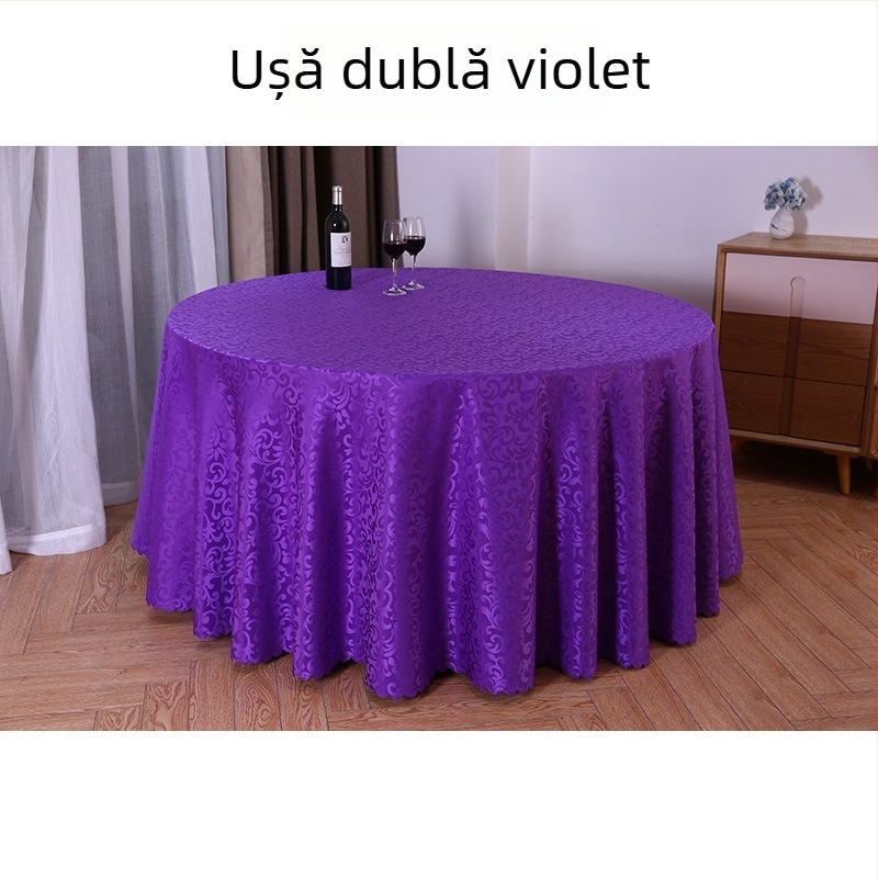 Față de masă rotundă din poliester, jacquard, model floral (material: poliester; formă: rotund; model: floral; funcție: rezistent la uzură)