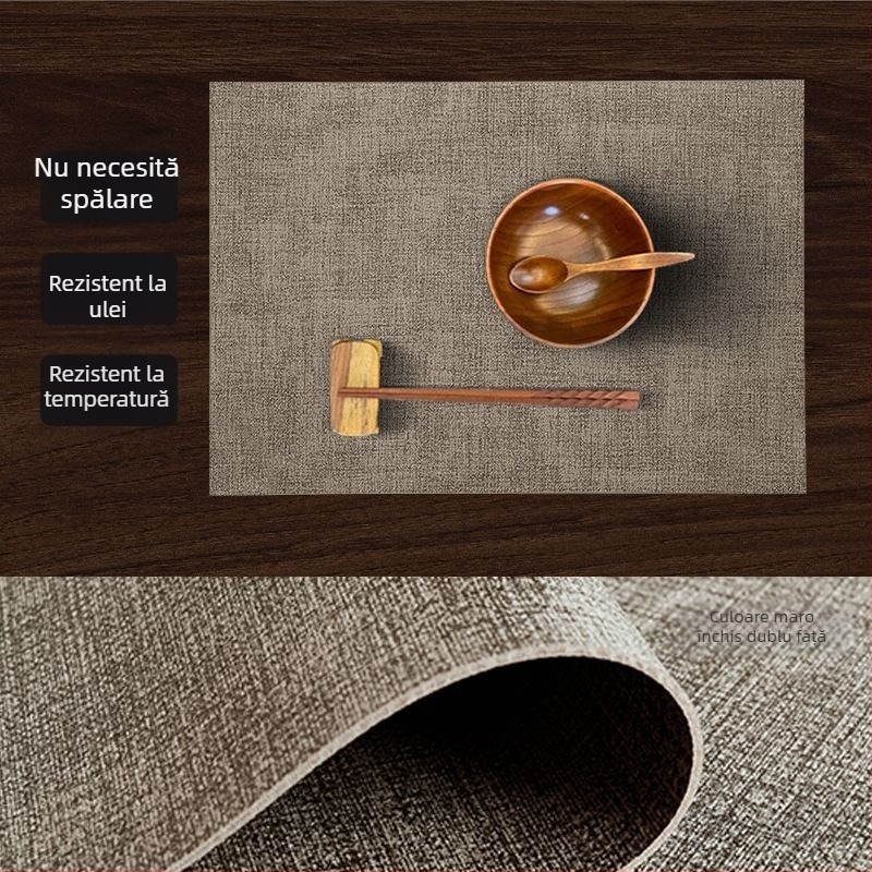 Față de masă din in, dreptunghiular, stil Nou Chinezesc, antiderapant, rezistent la căldură