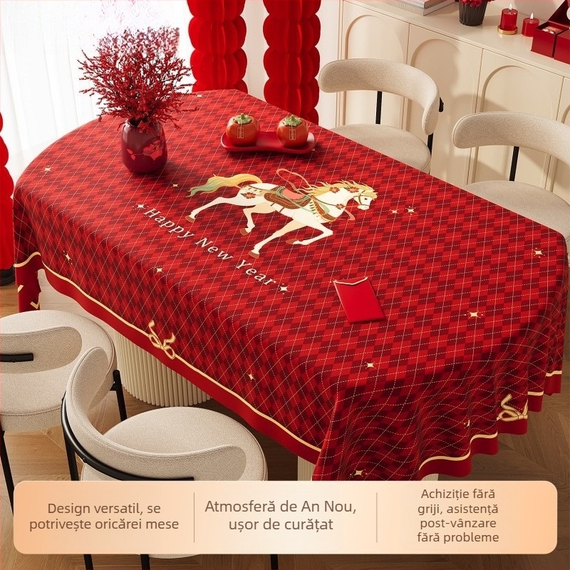 Față de masă PVC, formă semi-circulară, cu model imprimat, impermeabilă, rezistentă la ulei, fără spălare, anti arsuri