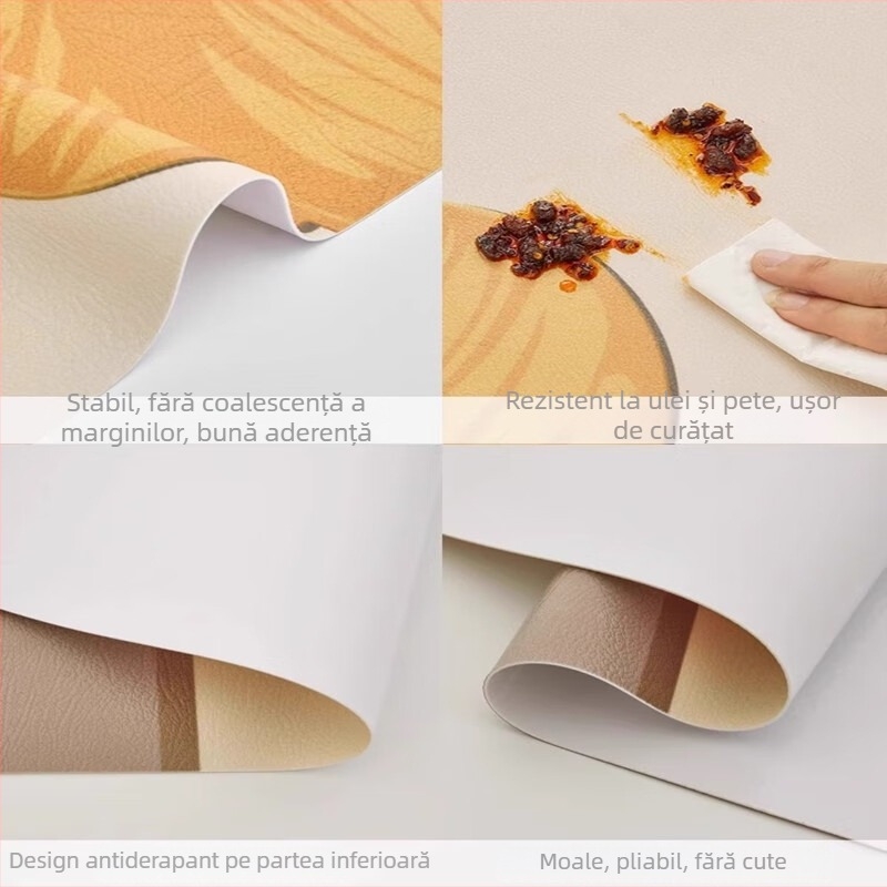 Covoraș pentru masă de cafea din Cortex material, formă dreptunghiulară, stil modern minimalist, model plante și flori