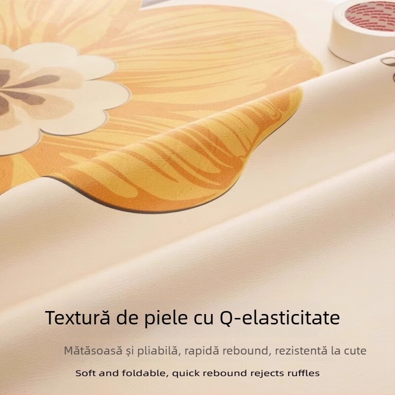 Covoraș pentru masă de cafea din Cortex material, formă dreptunghiulară, stil modern minimalist, model plante și flori