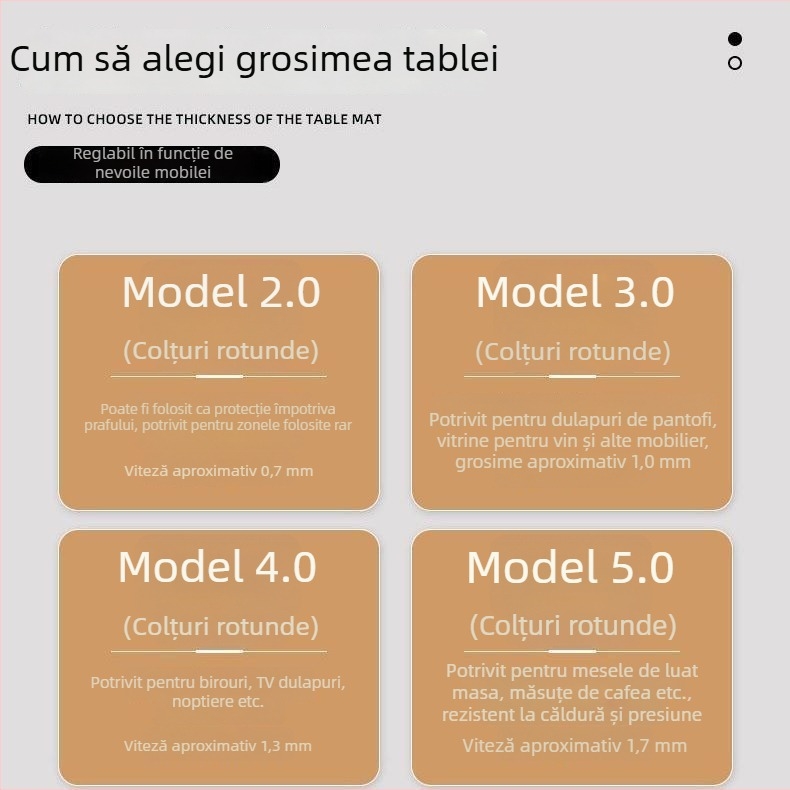 Covoraș rotund din PVC pentru masă, model solid