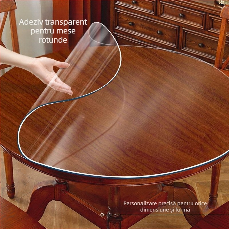 Covoraș rotund din PVC pentru masă, model solid
