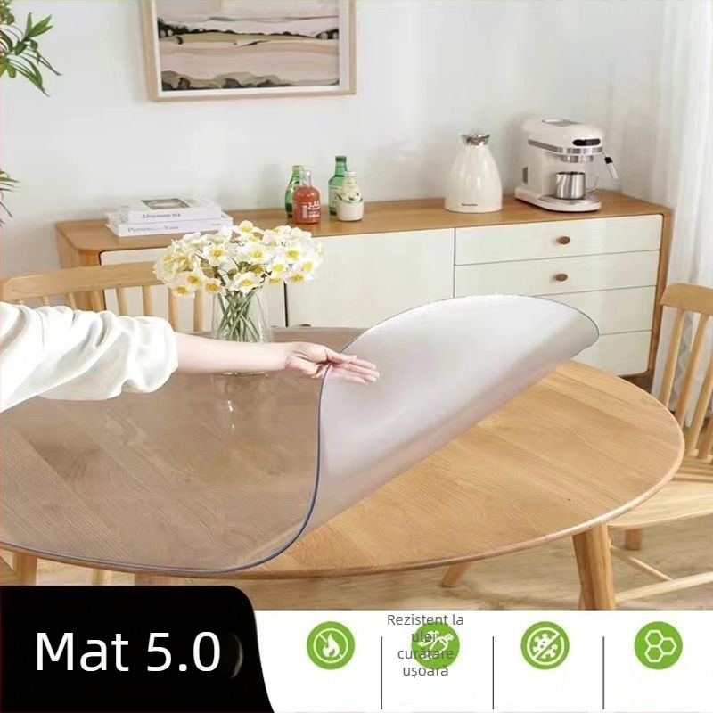 Covoraș rotund din PVC pentru masă, model solid