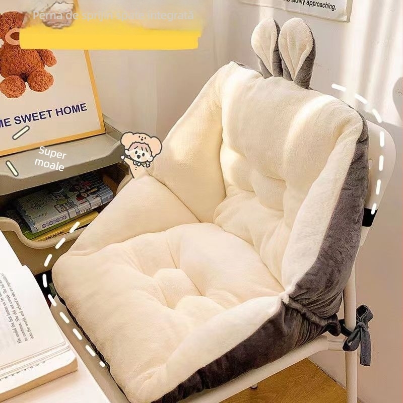 Perna pentru scaun de birou cu spate integrat și pernă pentru talie (material pluș; model desen animat; stil minimalist; potrivire universală)