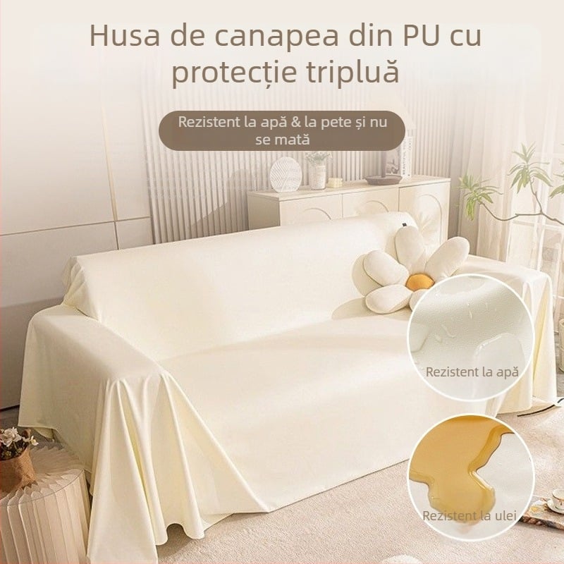 Protecție de canapea pentru animale – impermeabilă, anti-urină, anti-alunecare, cu aspect piele artificială, pentru canapele modulare