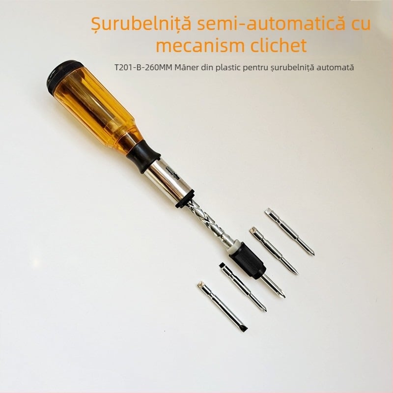 Șurubelniță cu ratchet, înainte-înapoi, semi-automat, economie de efort, set 6 bucăți, oțel carbon