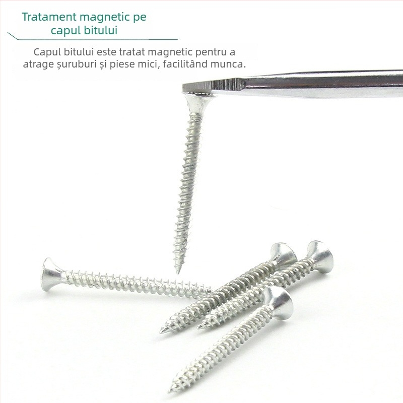 Șurubelniță cu cap plat magnetic, seria A, mâner din plastic, oțel crom-vanadiu, foarte dură, multifuncțională