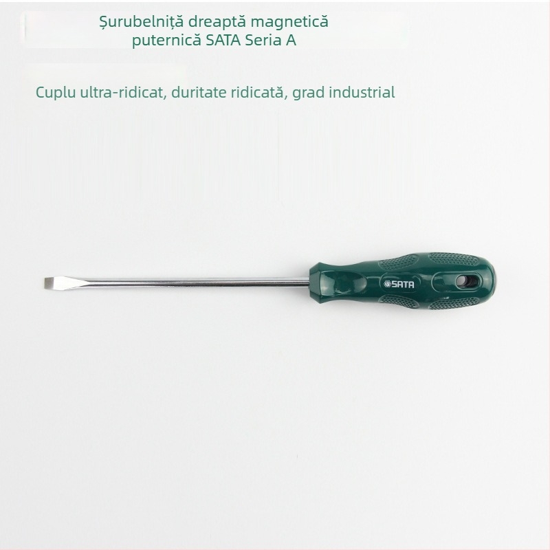 Șurubelniță cu cap plat magnetic, seria A, mâner din plastic, oțel crom-vanadiu, foarte dură, multifuncțională