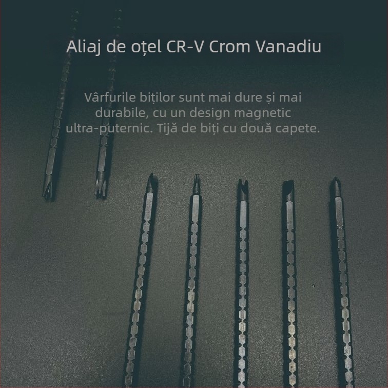 Set de șurubelnițe 17 în 1, magnetice, din oțel crom-vanadiu, cu capete bidirecționale